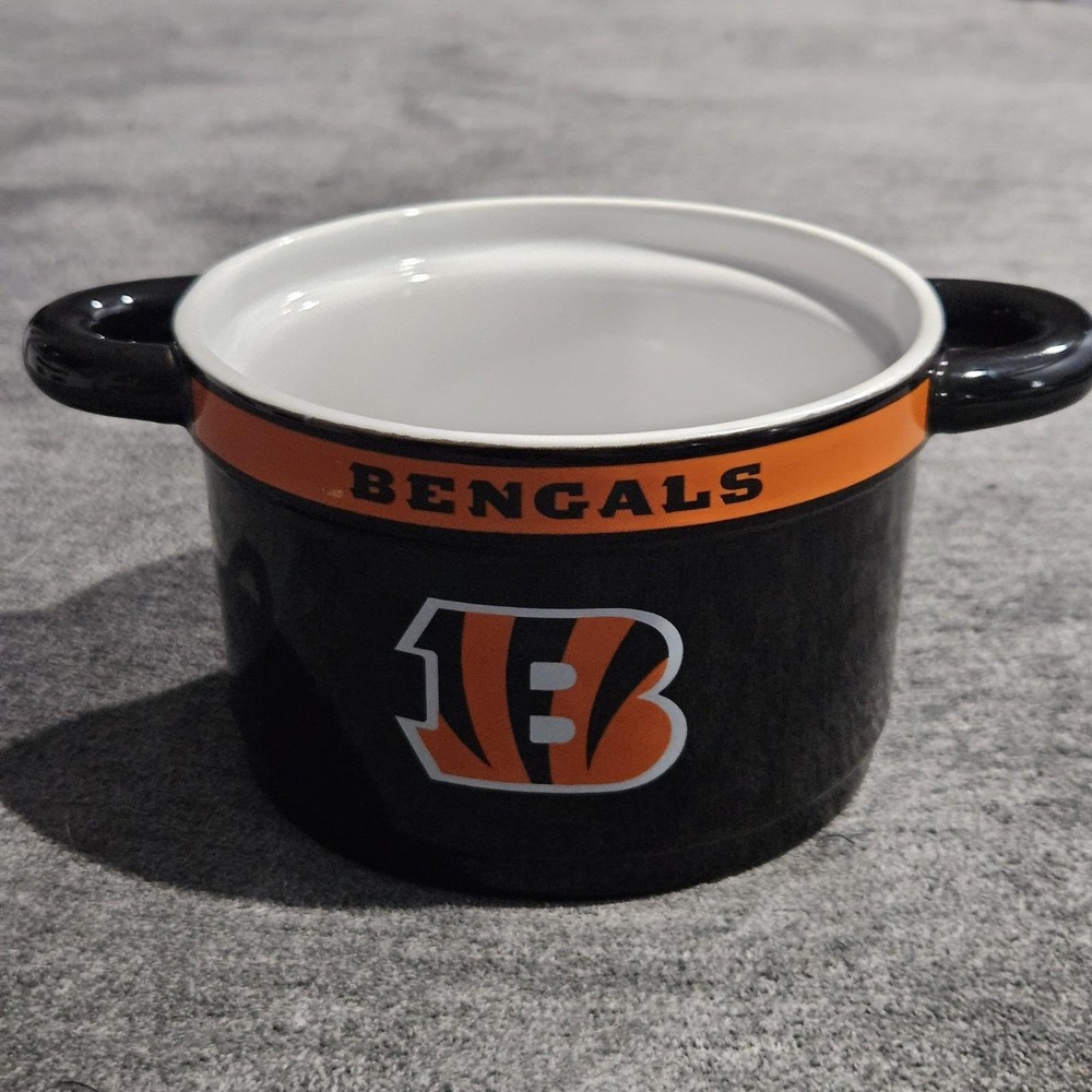 NFL Cincinnati Bengals Ceramic Soup Chili Bowl Crock Two Handles 2013